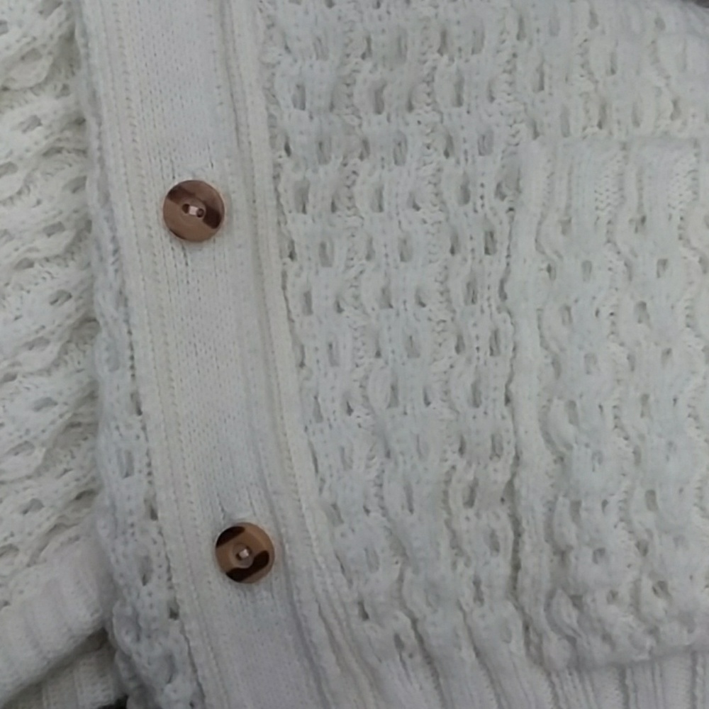 VINTAGE Cream button up sweater vest med/large - Picture 7 of 8